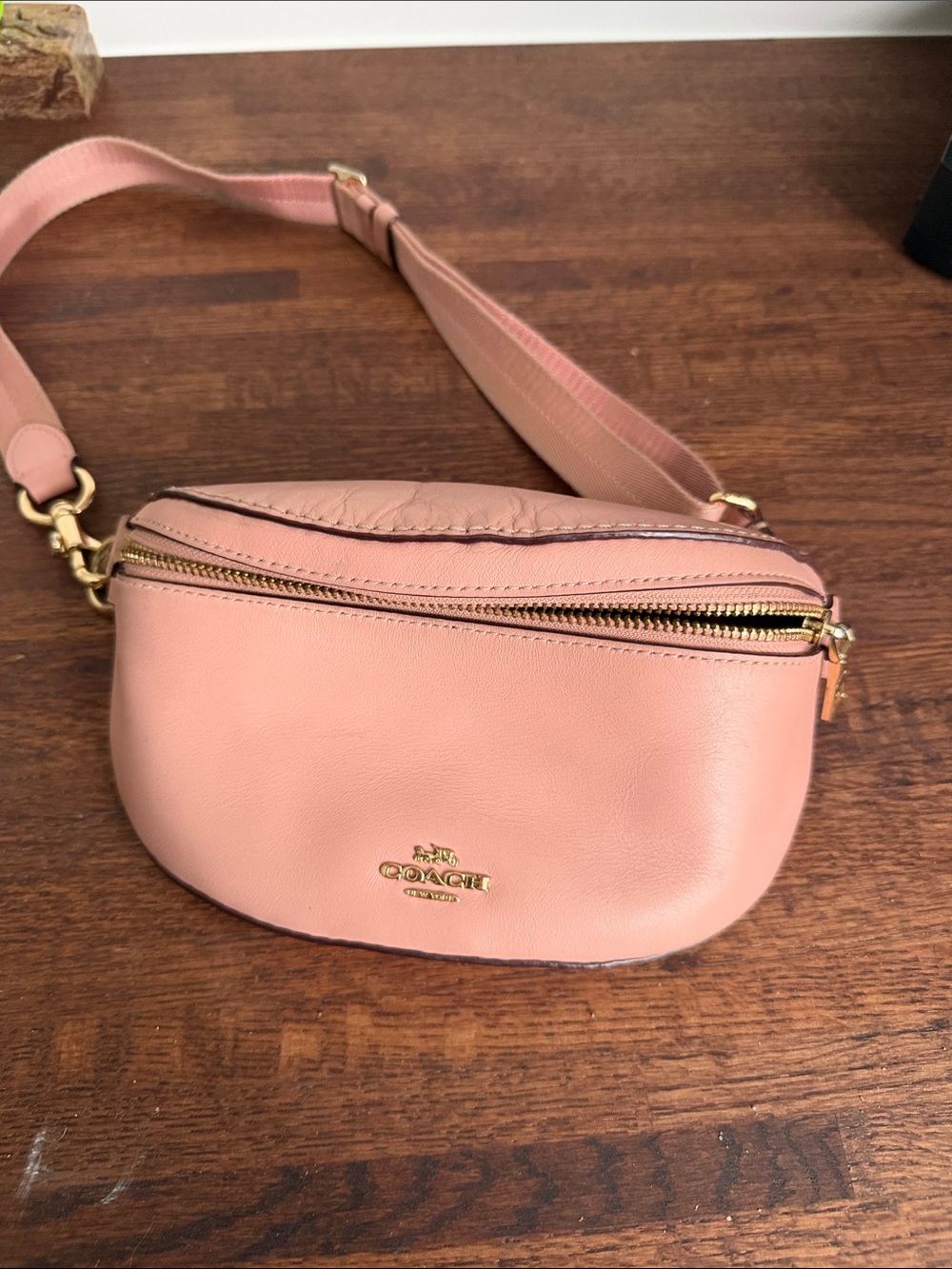 Coach Pink Pebbled Leather Crossbody Belt Bag